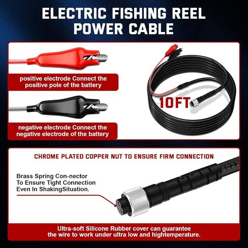 10FT Fishing Reel Replacement Part for Daiwa 1000 750 500 and for Shimano Power Cord Cable Battery Connecting Line Double Connectors 3M in Kuwait