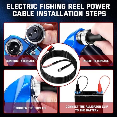 10FT Fishing Reel Replacement Part for Daiwa 1000 750 500 and for Shimano Power Cord Cable Battery Connecting Line Double Connectors 3M in Kuwait