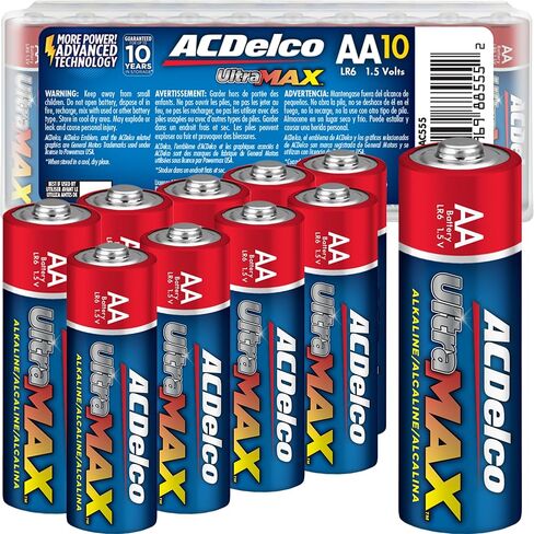 Powermax ACDelco UltraMAX 10-Count Double AA Batteries, Alkaline Battery with Advanced Technology for Home and Office, 10-Year Shelf Life, Recloseable Packaging in Kuwait