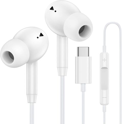 USB C Wired Earbuds,USB C Headphones Wired with Microphone 2 Pack for iPhone 17/16/15 Pro Max Plus, Type C in-Ear Earphones, HiFi Stereo, No Latency, Comfortable for All-Day Use, for Android in Kuwait