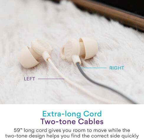 MEE audio SleepTones USB-C Wired Sleep Earbuds for Side Sleepers with Lightweight Low-Profile Silicone Earpieces, Noise Reduction Sleeping Headphones with Built-in Mic & Volume Controls (Beige) in Kuwait