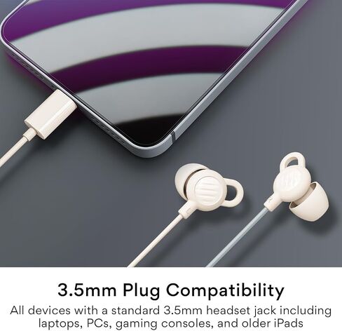 MEE audio SleepTones USB-C Wired Sleep Earbuds for Side Sleepers with Lightweight Low-Profile Silicone Earpieces, Noise Reduction Sleeping Headphones with Built-in Mic & Volume Controls (Beige) in Kuwait