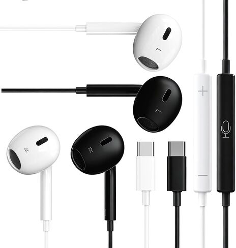 2 Packs USB C Headphones for iPhone 17/16/15 Pro Max Plus Type C Earphones with Microphone & Remote Noise Cancelling Earbuds for iPhone 17/16/15 Pro, iPad, Galaxy S23/S22/S21/S20/Ultra Note 10/20 in Kuwait