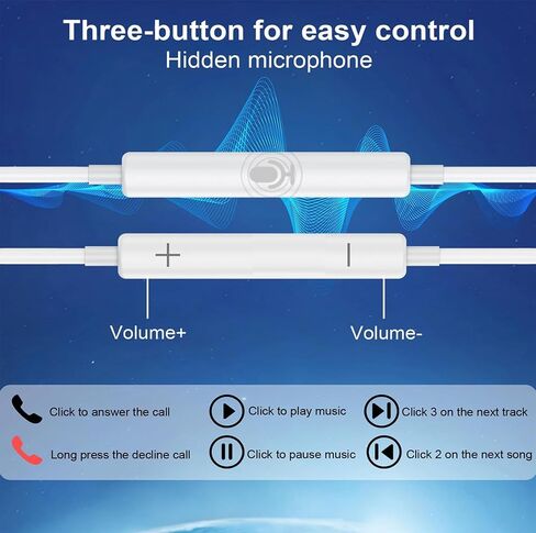 2 Packs USB C Headphones for iPhone 17/16/15 Pro Max Plus Type C Earphones with Microphone & Remote Noise Cancelling Earbuds for iPhone 17/16/15 Pro, iPad, Galaxy S23/S22/S21/S20/Ultra Note 10/20 in Kuwait