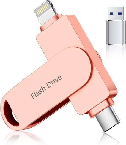 (No APP Required) MFi Certified USB Flash Drive for iPhone Photo Stick 512GB for Photo/Video Backup Drive, 3-in-1 iPhone Memory Stick, High-Speed USB Stick Compatible for iPhone/iPad/Android/PC Pink in Kuwait