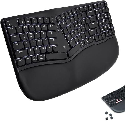 X9 Performance Wireless Mechanical Ergonomic Keyboard - (BT + 2.4G + Wired) - Wireless Mechanical Split Ergonomic Keyboard - Built-in Wrist Cushion, Pink Switch, Backlit, Rechargeable - for PC/Mac in Kuwait