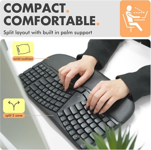 X9 Performance Wireless Mechanical Ergonomic Keyboard - (BT + 2.4G + Wired) - Wireless Mechanical Split Ergonomic Keyboard - Built-in Wrist Cushion, Pink Switch, Backlit, Rechargeable - for PC/Mac in Kuwait