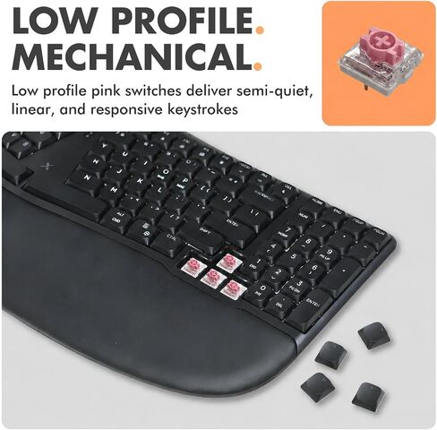 X9 Performance Wireless Mechanical Ergonomic Keyboard - (BT + 2.4G + Wired) - Wireless Mechanical Split Ergonomic Keyboard - Built-in Wrist Cushion, Pink Switch, Backlit, Rechargeable - for PC/Mac in Kuwait