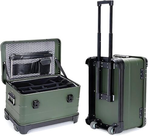 Alubox Aluminum Camera Equipment Trolley Case, 23 inch Orange Rolling Drone Box, Carrying Toolbox with Wheels/Inner Storage Pockets for Light Stands, Tripods, Telescopes，Etc in Kuwait