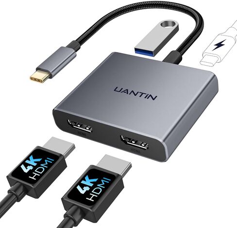 UANTIN 4-in-1 USB C Hub, Type C to Dual HDMI Adapter 4K in Saudi Arabia