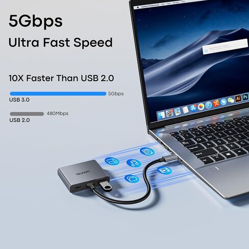 UANTIN 4-in-1 USB C Hub, Type C to Dual HDMI Adapter 4K in Saudi Arabia