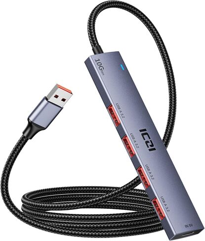 ICZI USB C Hub, 10Gbps 4 in 1 USB 3.2 Adapter with 2 USB-C & A 3.2 4FT Cable, 4 Ports Splitter Extender for MacBook Pro/Air, iPad Pro, iPhone 15/15 Pro Max, Surface, PC, Laptops in Kuwait