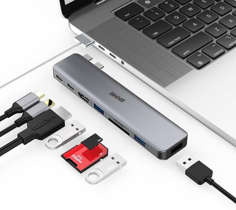 USB C Hub Adapter for MacBook Air/Pro, 8-in-2 Mac Dock with 4K HDMI in Kuwait