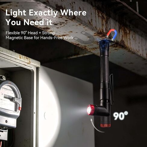 Hopedone P2 Magnetic Rechargeable Pen Light, 800LM Swivel Inspection Light in Kuwait