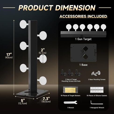 Metal Swing Shooting Target Stand for Airsoft BB Guns Practise with 6 Steel Plates, Heavy Duty Alloy Steel Swing Target for Dueling Tree, 180° Rotation Double-Sided Shooting in Kuwait
