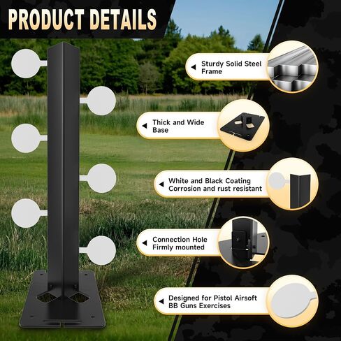 Metal Swing Shooting Target Stand for Airsoft BB Guns Practise with 6 Steel Plates, Heavy Duty Alloy Steel Swing Target for Dueling Tree, 180° Rotation Double-Sided Shooting in Kuwait