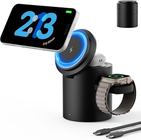 Foldable Magnetic 3 in 1 Wireless Charger Stand for iPhone Watch AirPods in Kuwait