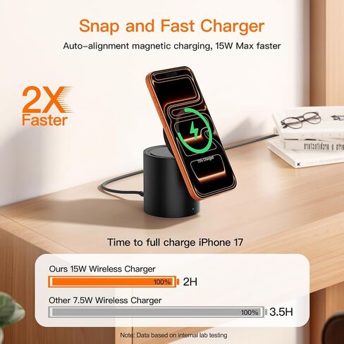 Foldable Magnetic 3 in 1 Wireless Charger Stand for iPhone Watch AirPods in Kuwait