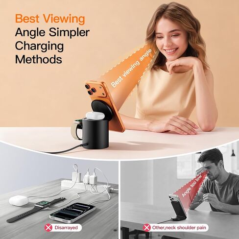 Foldable Magnetic 3 in 1 Wireless Charger Stand for iPhone Watch AirPods in Kuwait
