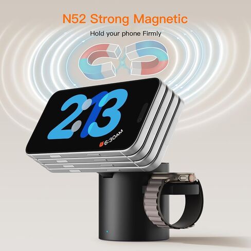 Foldable Magnetic 3 in 1 Wireless Charger Stand for iPhone Watch AirPods in Kuwait