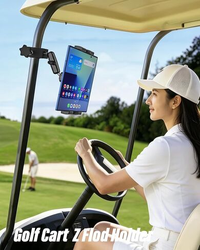 Golf Cart Mount for Z Fold - [Foldable Phone Friendly] Square Tube Tablet Holder, 360° Adjustable Phone Clamp with 360° Metal Arm for Samasung Galaxy Fold 7 6 5 4 3 2, Tabs, Google Pixel, iPad, iPhone in Saudi Arabia