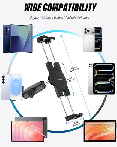 Golf Cart Mount for Z Fold - [Foldable Phone Friendly] Square Tube Tablet Holder, 360° Adjustable Phone Clamp with 360° Metal Arm for Samasung Galaxy Fold 7 6 5 4 3 2, Tabs, Google Pixel, iPad, iPhone in Saudi Arabia
