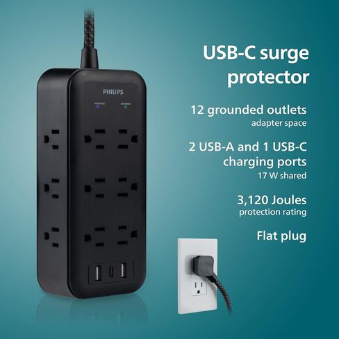 Philips Surge Protector Power Strip with USB Ports in Saudi Arabia