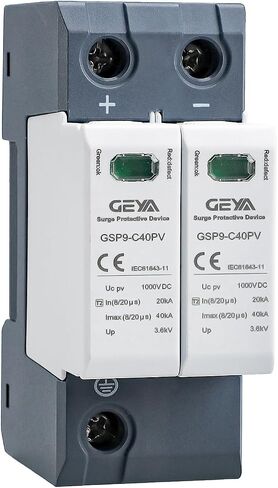 GEYA Solar PV Low Voltage Surge Protector Din Rail 20KA-40KA Surge Arrester Lightning Protector SPD DC (2P,DC600V) in Saudi Arabia