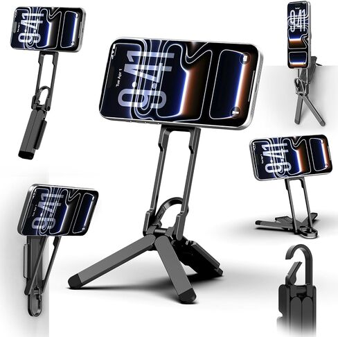 COMAN DP58 Magnetic Phone Tripod, Aluminum MagSafe Tripod Stand with Carabiner, Mini Portable Travel Pocket Stand for iPhone & Non-Magnetic Phones with Included Ring in Kuwait