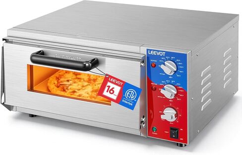 LEEVOT 16" Single-Deck Commercial Pizza Oven | 1800W Countertop Electric Pizza Maker with Timer & Ceramic Stone | ETL Certified 120V for Restaurant, Food Truck, Home Kitchen in Saudi Arabia