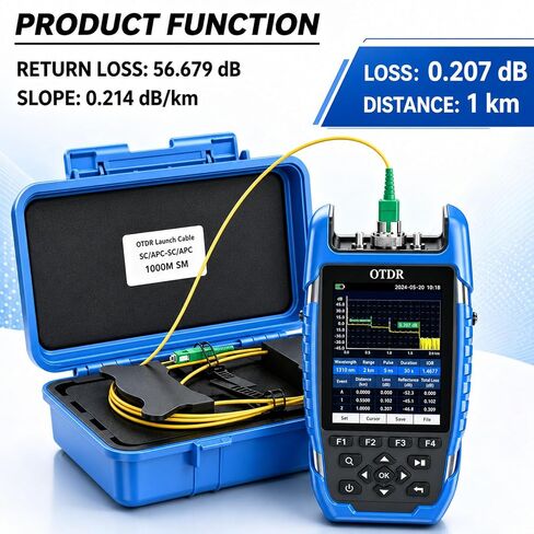 1KM OTDR Launch Cable SC/APC to SC/APC, with 2PCS APC-UPC Adapters, Attenuation Loss ~0.2 dB/km Single Mode Dead Zone Eliminator Cord, Fiber Optic Test Cable with Hard Protective Box in Kuwait
