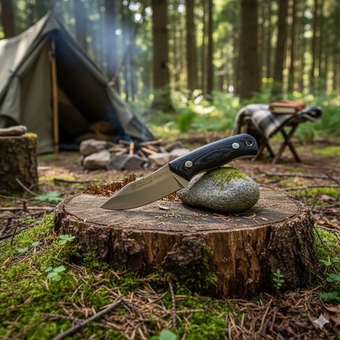 Joker - Erizo TS1 Survival Knife | Micarta Handle | 2.95" Blade | Includes Leather Sheath & 550 Paracord | Ideal for Fishing, Hunting, Camping, Hiking Hunting Knife, CM81 in Kuwait