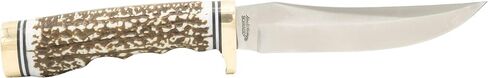 Uncle Henry 153UH Golden Spike Fixed Blade Knife with 5in High Carbon S.S. Blade, Staglon Handle, Sharpening Stone, Full Tang, and Leather Sheath for Hunting, Skinning, Camping, and Outdoors in Kuwait