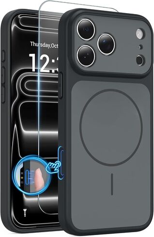 Magnetic Case for iPhone 17 Pro Max with 9H Screen Protector,Black in Kuwait