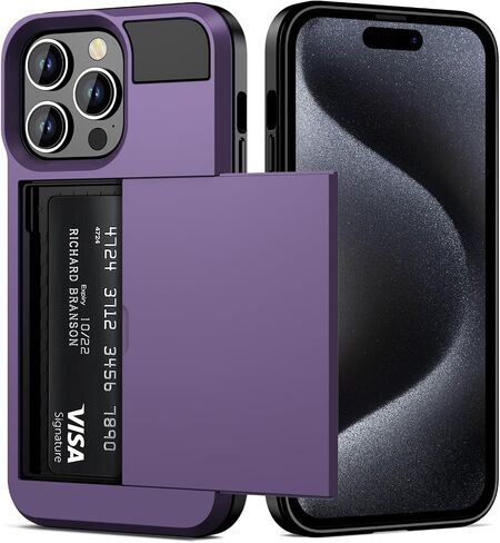 Vofolen for iPhone 15 Pro Case with Card Holder Black in Kuwait
