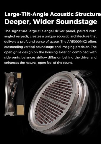 Aune AR5000MK2 Full-Size Open-Back Headphones with MLD Driver, Dynamic Driver, Detachable Cable, Interchangeable Plug Cable, Over-Ear Hi-Res Audiophile Headphones for HiFi System, Home Audio, DAP in Kuwait