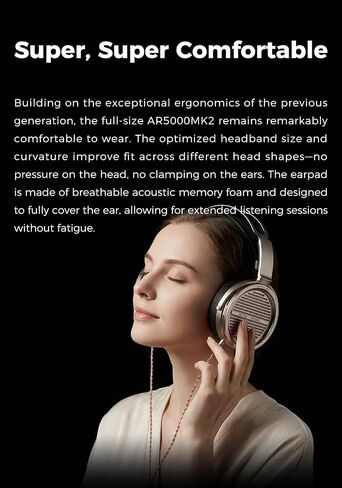 Aune AR5000MK2 Full-Size Open-Back Headphones with MLD Driver, Dynamic Driver, Detachable Cable, Interchangeable Plug Cable, Over-Ear Hi-Res Audiophile Headphones for HiFi System, Home Audio, DAP in Kuwait