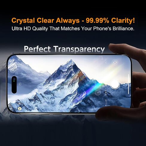 OneFish Compatible with 15 Plus /16 PlusTempered Glass Screen Protector 6.7 inch, Auto Dust-Elimination Installation, Easy Installation, Dynamic Island Compatible, Bubble Free, HD Clear in Kuwait