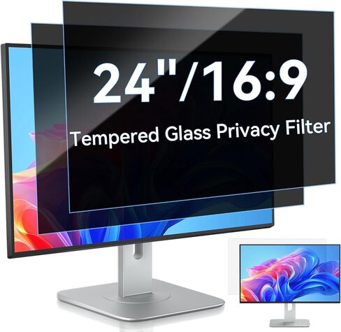 [2 Pack] 24 Inch Tempered Glass Computer Privacy Screen Filter for 16:9 in Kuwait