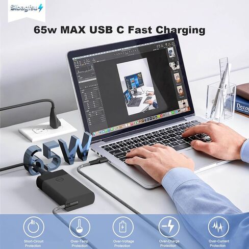 New Slim 65W USB C Laptop Charger for HP Envy X360 Computer Power Cord in Kuwait