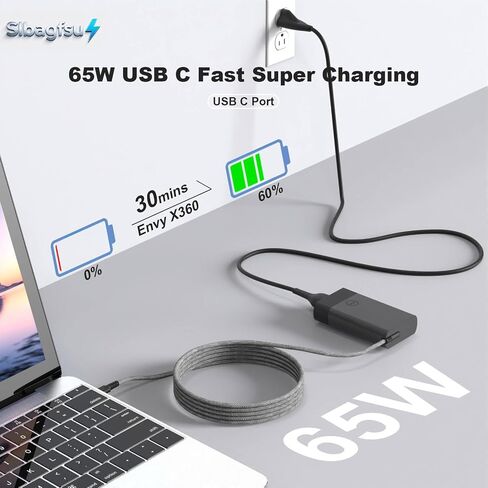 New Slim 65W USB C Laptop Charger for HP Envy X360 Computer Power Cord in Kuwait