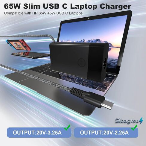 New Slim 65W USB C Laptop Charger for HP Envy X360 Computer Power Cord in Kuwait