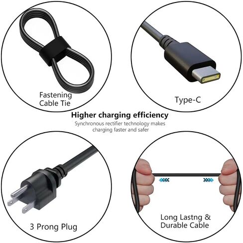 45W USB Type C AC Adapter Compatible wiht Lenovo Chromebook C330 300e 100e 500e N23 Yoga, Lenovo ThinkPad T480 T480s T580 2nd Gen MTK AST Type-C 20V 2.25A 45Watt Laptop Power Charger in Kuwait
