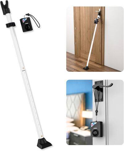 Securityman Door Security Bar with Alarm (Detachable) - 120dB Siren Door Stopper Alarm - Adjustable Jammer & Patio Bar - Strong, Withstands 400lbs - Home Protection in Kuwait