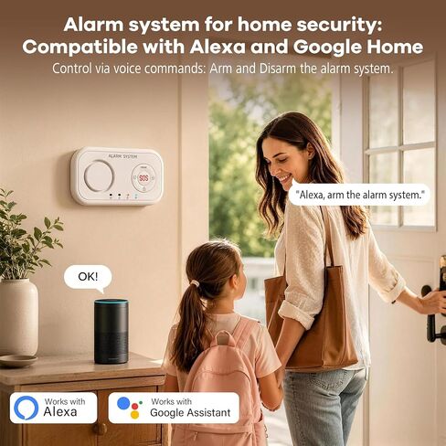 Home Security System Wireless, Smart WiFi Alarm System DIY Kit with 120dB Siren, Door Window Sensors & Remote Control, App Alerts, Works with Alexa & Google Home, No Monthly Fee for House Apartment in Kuwait