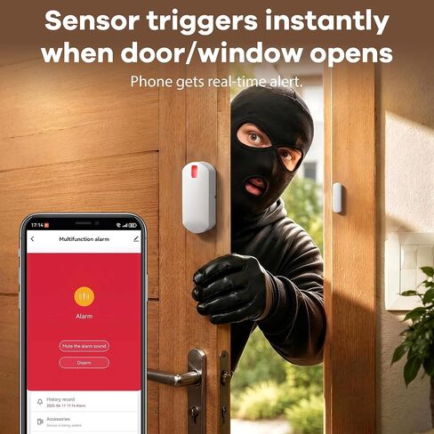 Home Security System Wireless, Smart WiFi Alarm System DIY Kit with 120dB Siren, Door Window Sensors & Remote Control, App Alerts, Works with Alexa & Google Home, No Monthly Fee for House Apartment in Kuwait