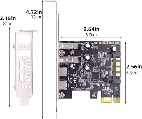 PCI Express to USB 3.2 Gen1 5Gbps PCIE 4 Port Type-C Type-A Expansion Card in Kuwait