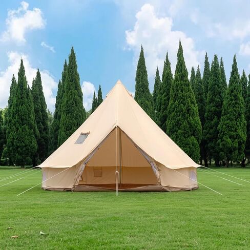Cotton Canvas Bell Tent with Stove Jack, 10/13.1/16.4ft Glamping Yurt Tent in Saudi Arabia