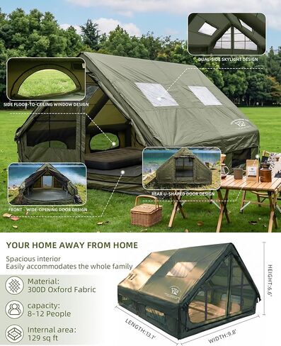 TIGERXBANG Inflatable Camping Tent 8-12 Person 4 Season Waterproof Air Tent in Kuwait
