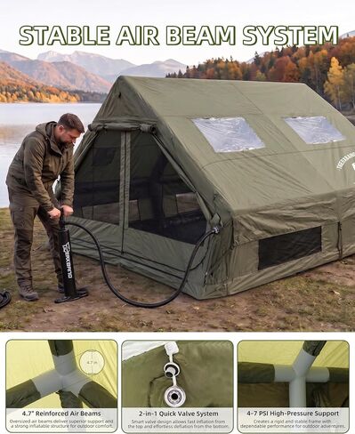 TIGERXBANG Inflatable Camping Tent 8-12 Person 4 Season Waterproof Air Tent in Kuwait